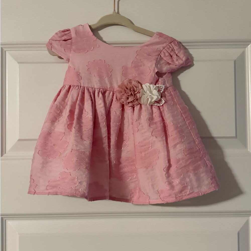 Mayoral Pink Textured Kids Dress with Floral Detail